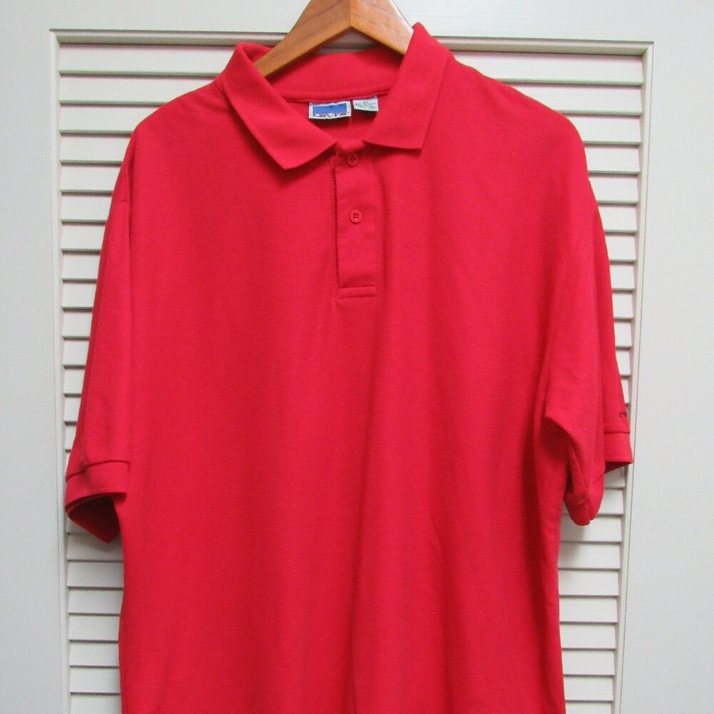 Levis Red Tab Polo Shirt Mens 2X Red Pique Blue Bar Made Korea Y2K Vintage